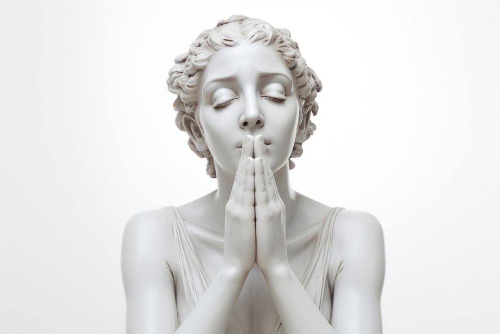 Greek sculpture woman praying hands portrait statue adult.