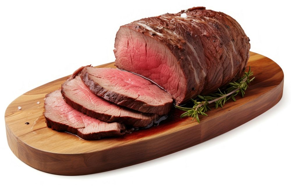 Rare roast beef carving meat food pork. AI generated Image by rawpixel.