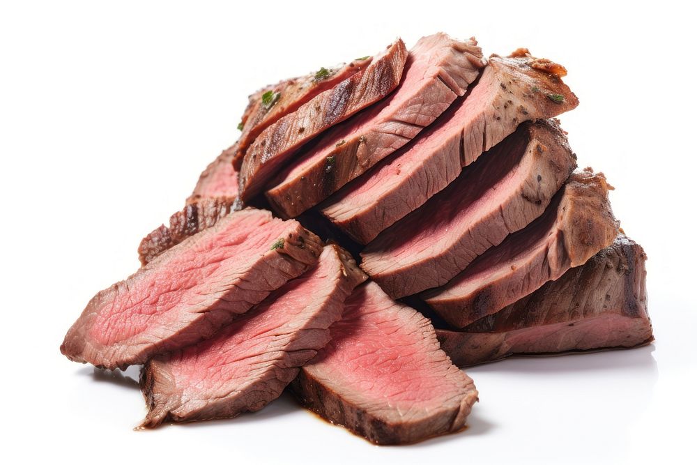 Rare roast beef slices meat food pork. AI generated Image by rawpixel.