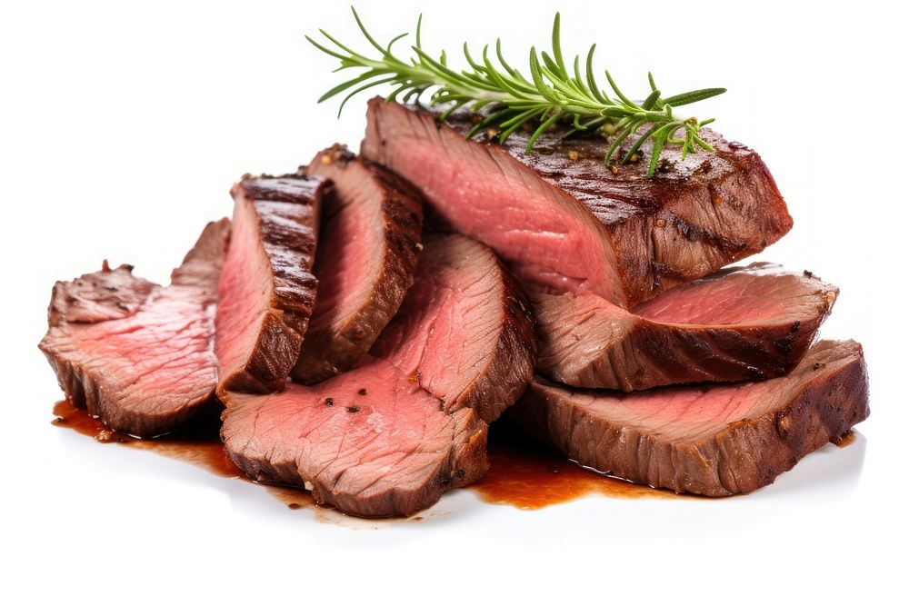 Rare roast beef slices steak meat food. AI generated Image by rawpixel.