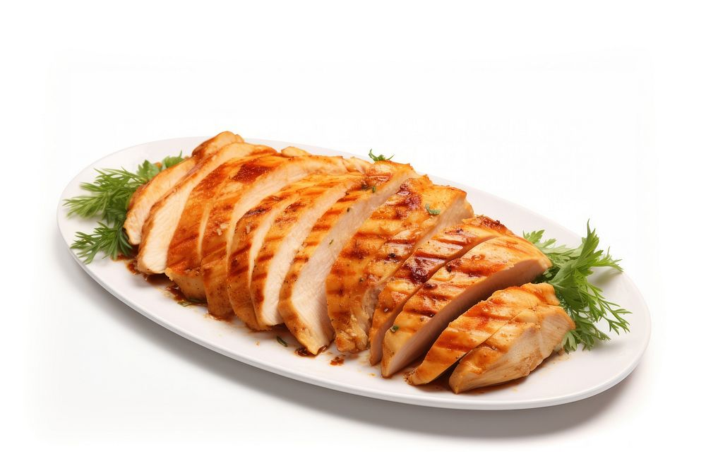 Grilled chicken sliced plate meat.