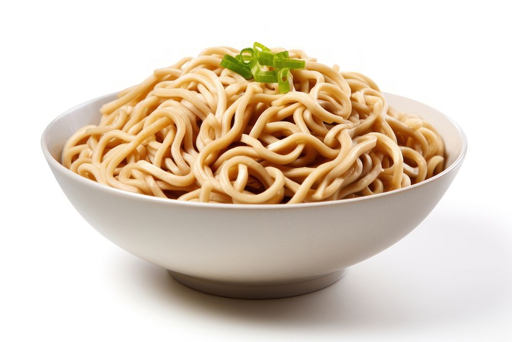 Food noodle bowl white background.