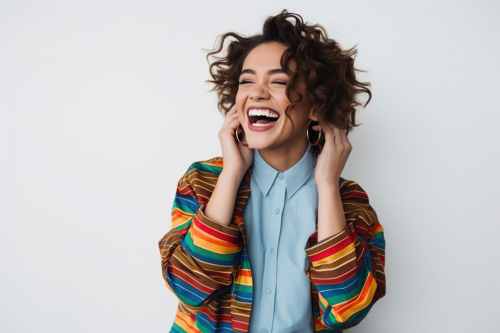 Woman laughing smiling smile. AI generated Image by rawpixel.