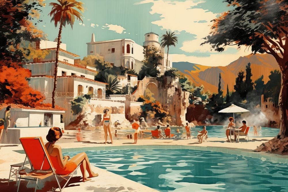 Spain architecture painting summer. AI generated Image by rawpixel.