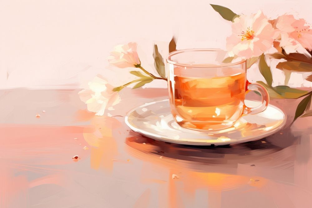 PNG Tea saucer flower drink. AI generated Image by rawpixel.