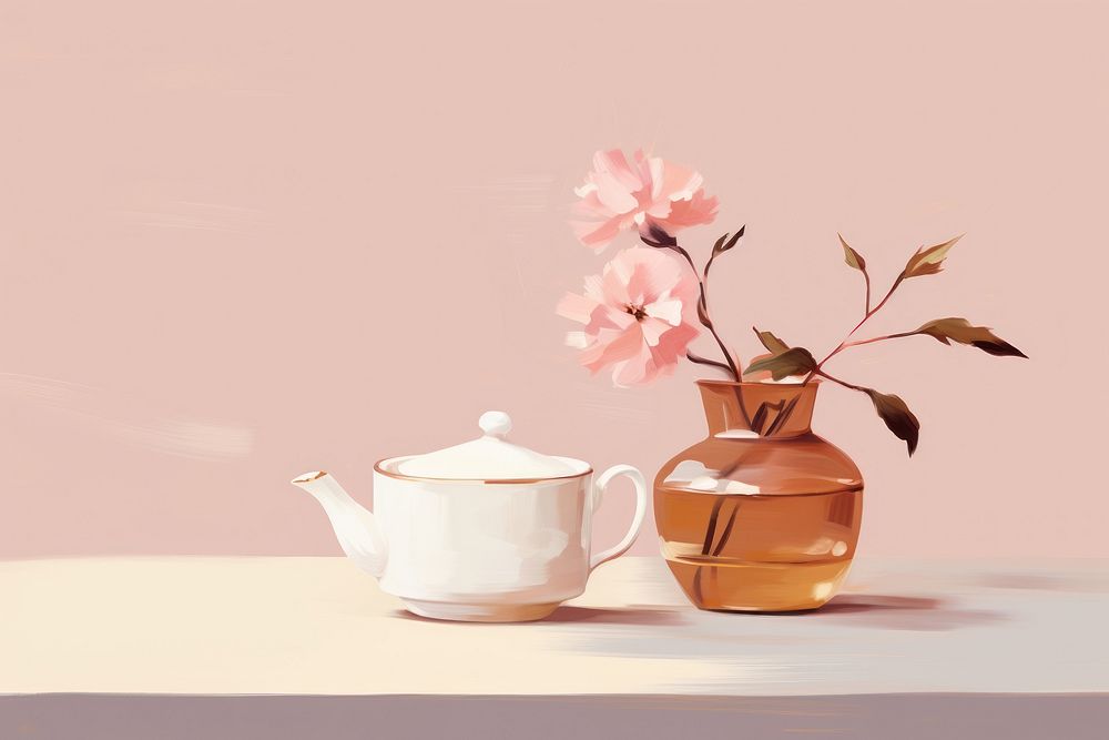 PNG Tea teapot flower plant. AI generated Image by rawpixel.
