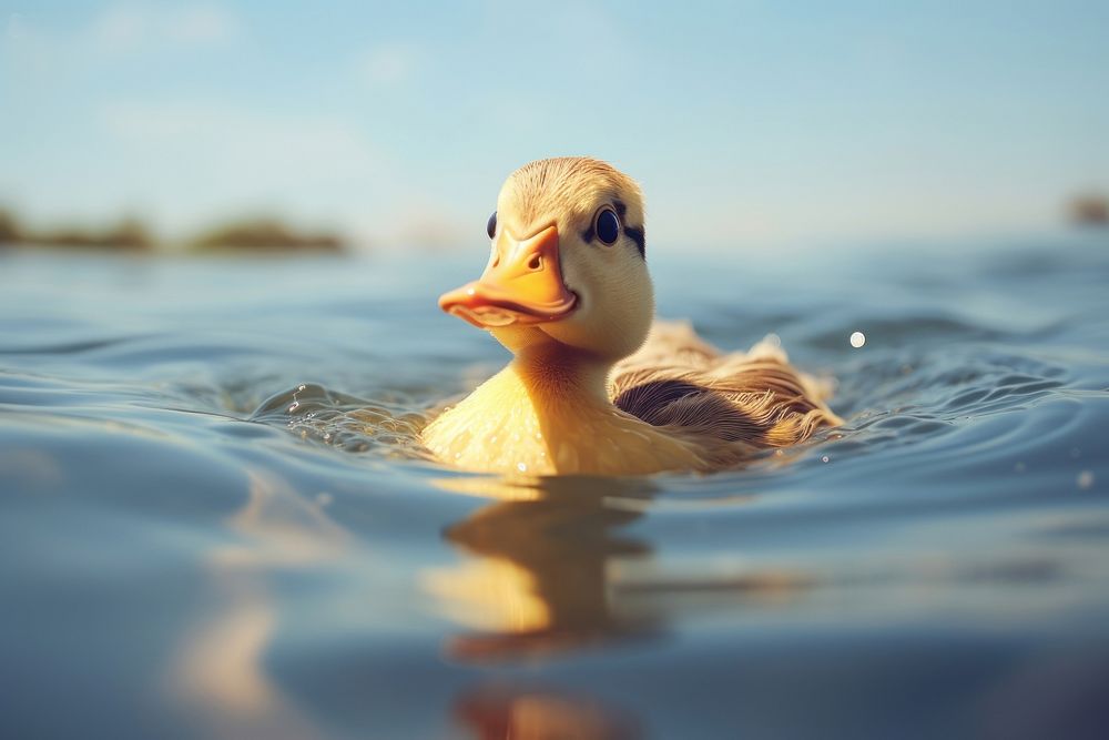 Swimming duck animal outdoors nature.