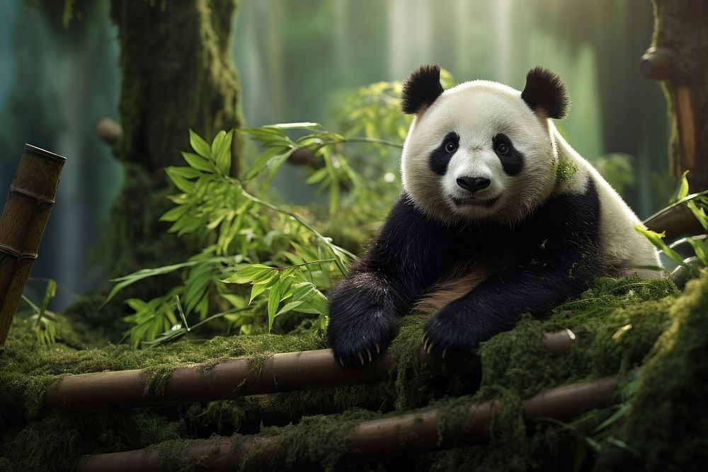 Sitting panda animal wildlife mammal.