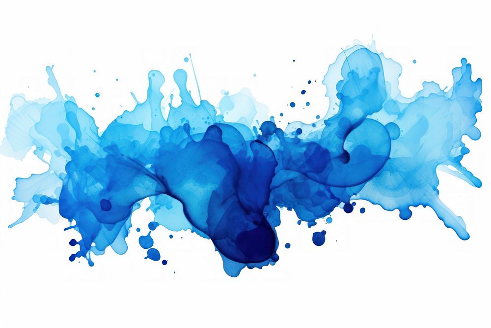 Blots of blue ink backgrounds white background splattered. AI generated Image by rawpixel.
