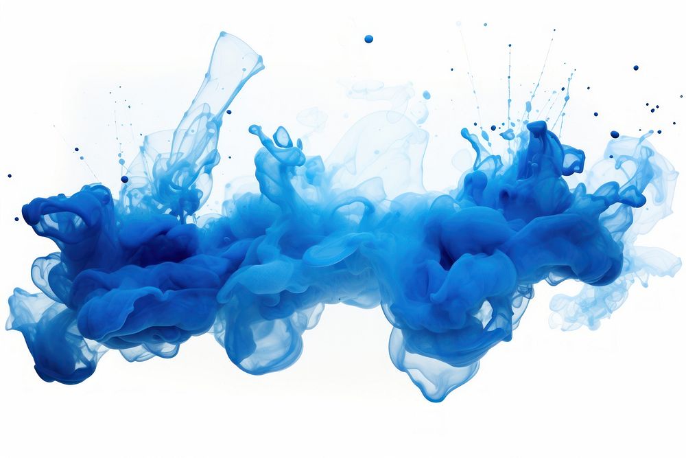 Blots of blue ink backgrounds white background splattered. AI generated Image by rawpixel.