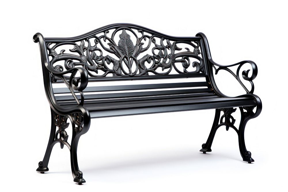 Black bench furniture white background architecture. AI generated Image by rawpixel.