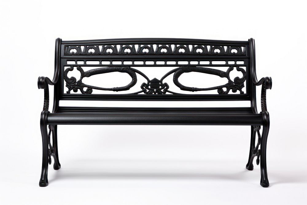 Black bench furniture white background architecture. AI generated Image by rawpixel.