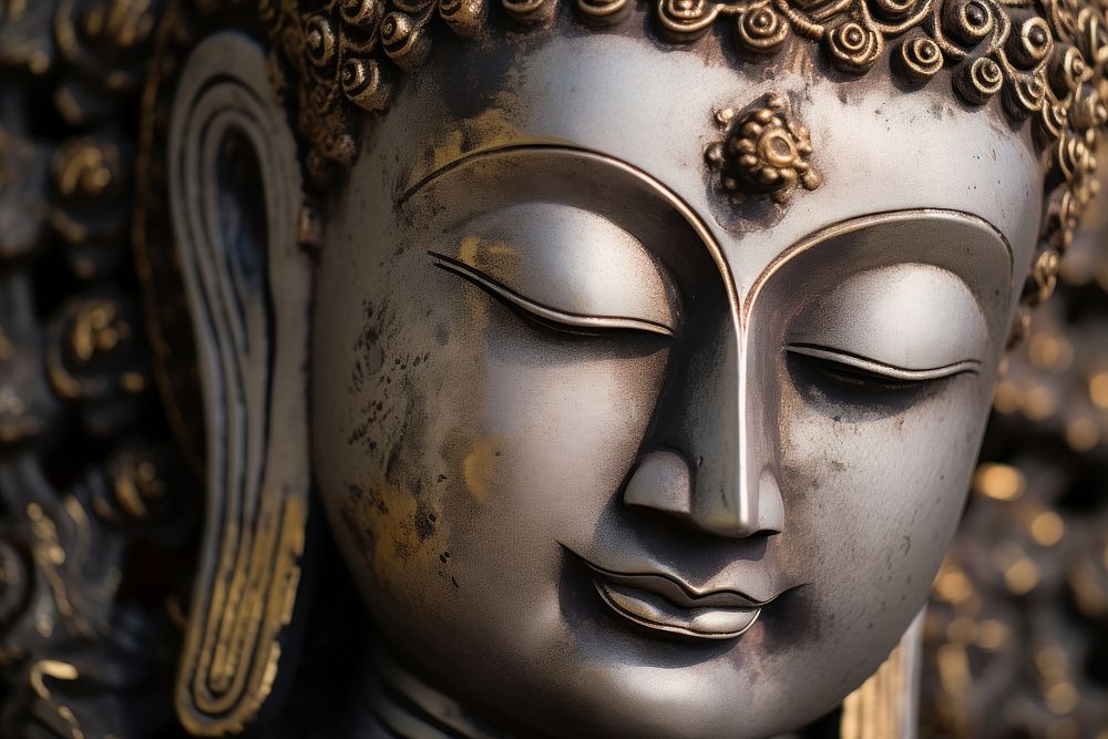 Buddha face representation spirituality architecture. AI generated Image by rawpixel.