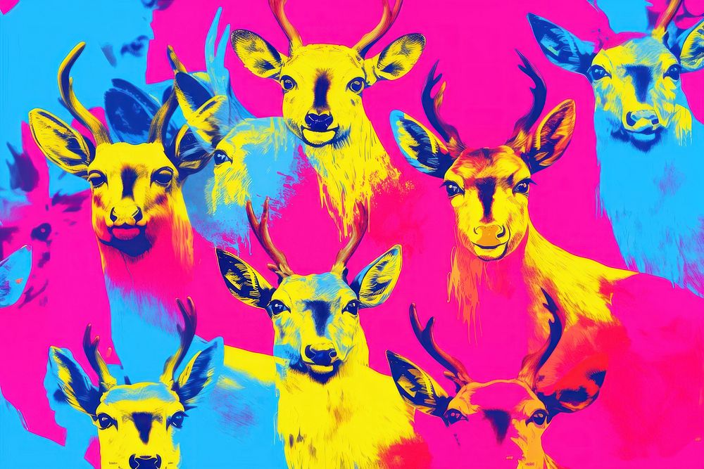 Deers backgrounds painting mammal. AI generated Image by rawpixel.