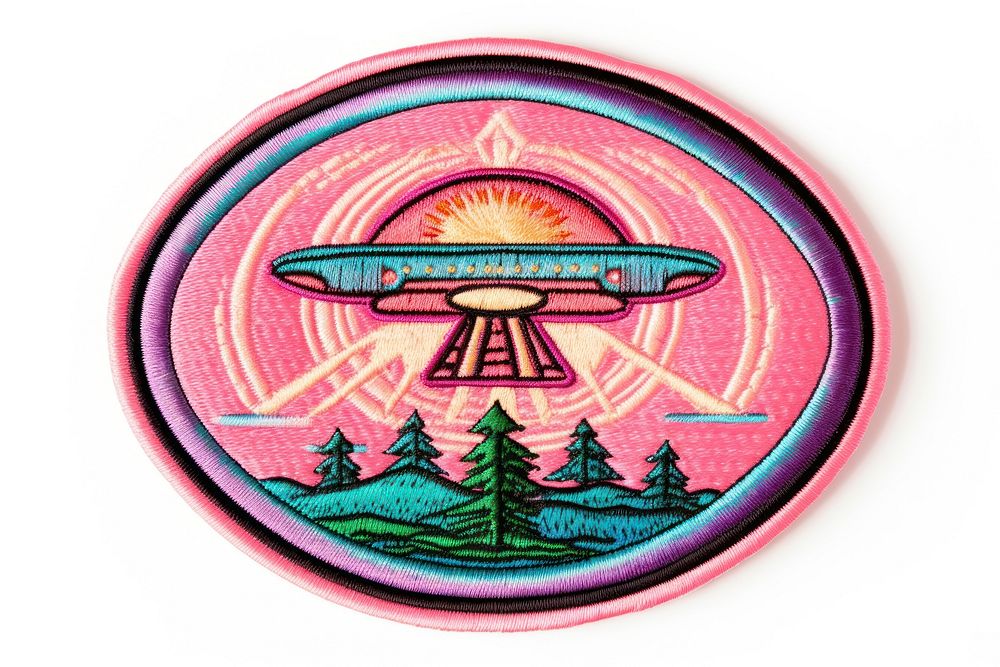 UFO badge circle purple. AI generated Image by rawpixel.