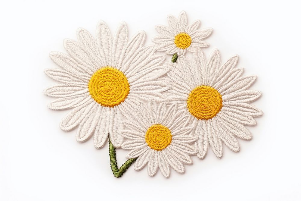 Daisy embroidery pattern plant. AI generated Image by rawpixel.