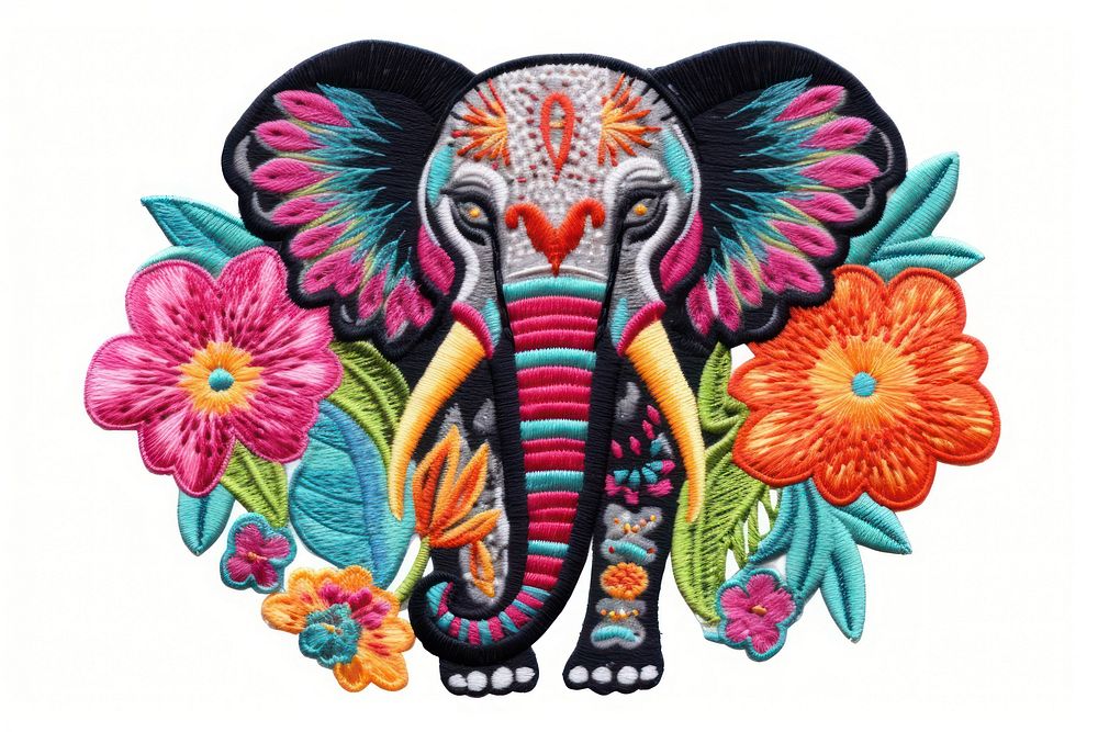 Embroidery elephant clothing pattern. AI generated Image by rawpixel.