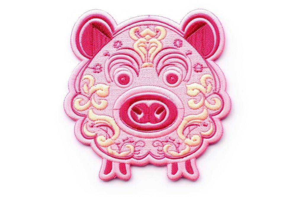 Piggy bank embroidery pattern pink. AI generated Image by rawpixel.