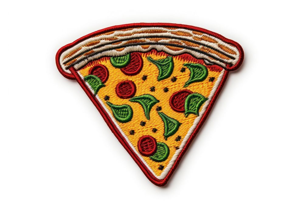 Pizza embroidery white background accessories. AI generated Image by rawpixel.