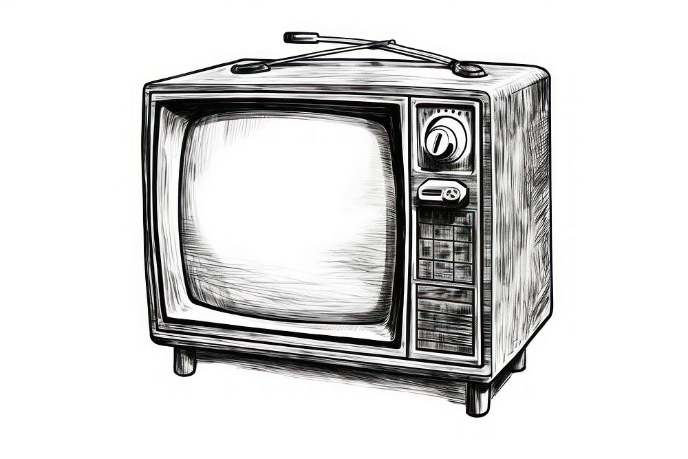 Television drawing sketch white background.