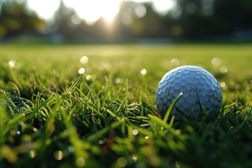 Golf ball grass outdoors nature. AI generated Image by rawpixel.