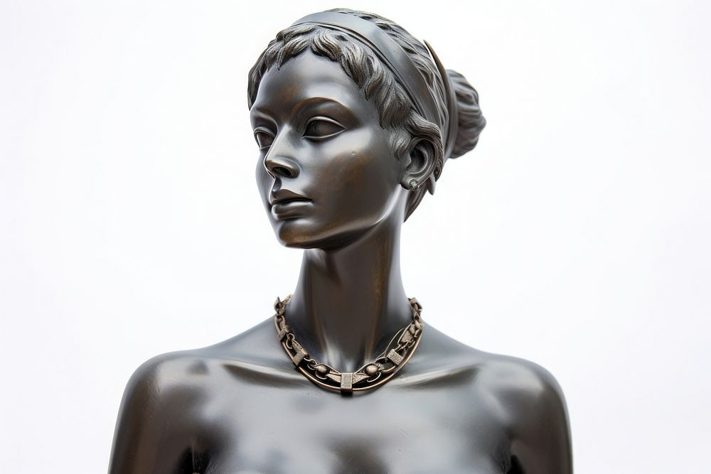 Greek sculpture wearing necklace statue portrait jewelry.