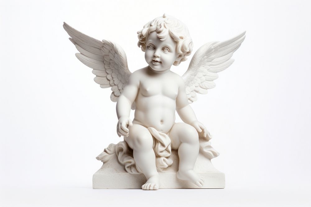 Greek sculpture cherub statue angel white.