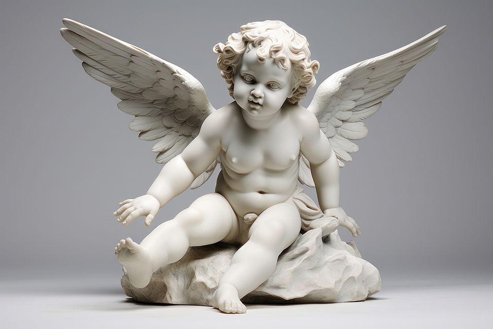 Greek sculpture cherub statue angel representation.