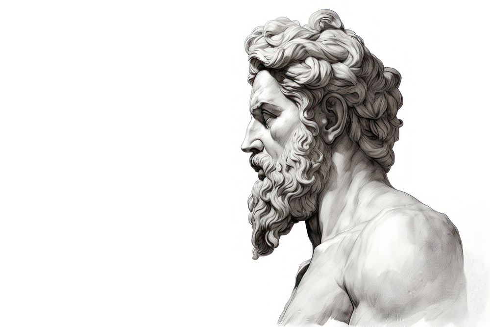 Greek sculpture drawing portrait statue sketch.