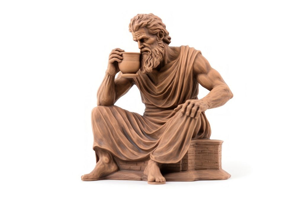 Greek sculpture drinking coffee statue figurine art.
