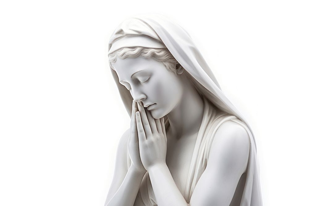 Greek sculpture woman praying hands statue adult white.