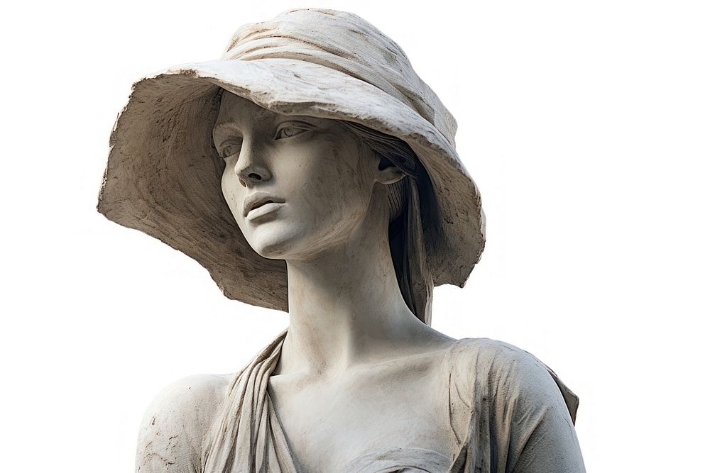 Greek sculpture wearing hat statue female art.