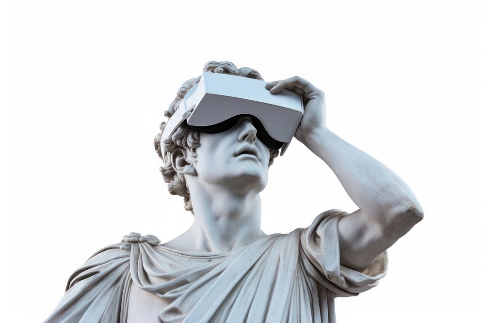 Greek sculpture virtual reality statue art representation.