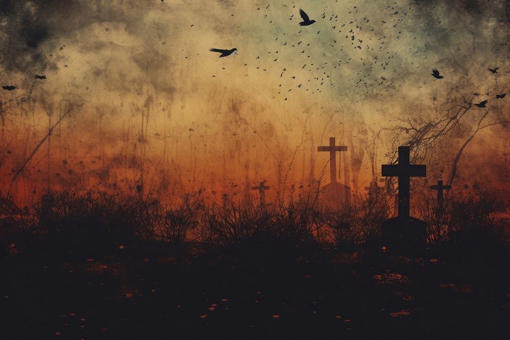 Funeral outdoors cemetery cross. AI generated Image by rawpixel.