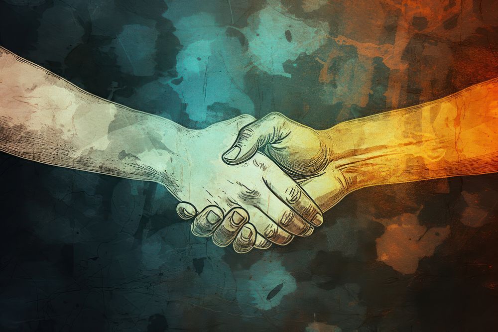 Handshake creativity yellow person. AI generated Image by rawpixel.