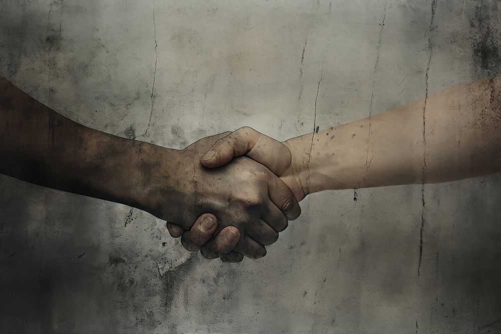 Handshake monochrome agreement touching. AI generated Image by rawpixel.