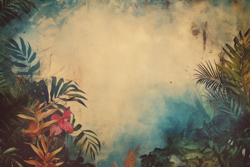 Tropical plants backgrounds painting outdoors. AI generated Image by rawpixel.
