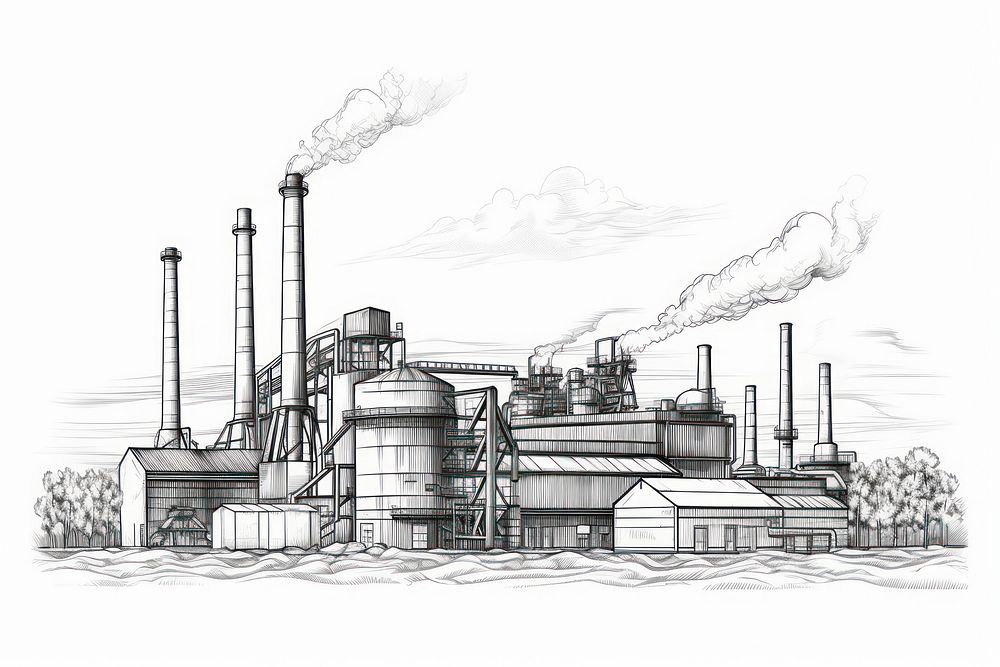 Factory architecture refinery drawing. AI | Free Photo Illustration ...