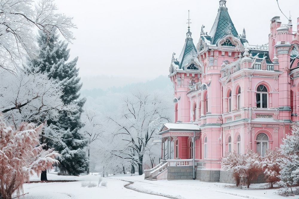 Pastel colored palace architecture building spirituality. AI generated Image by rawpixel.