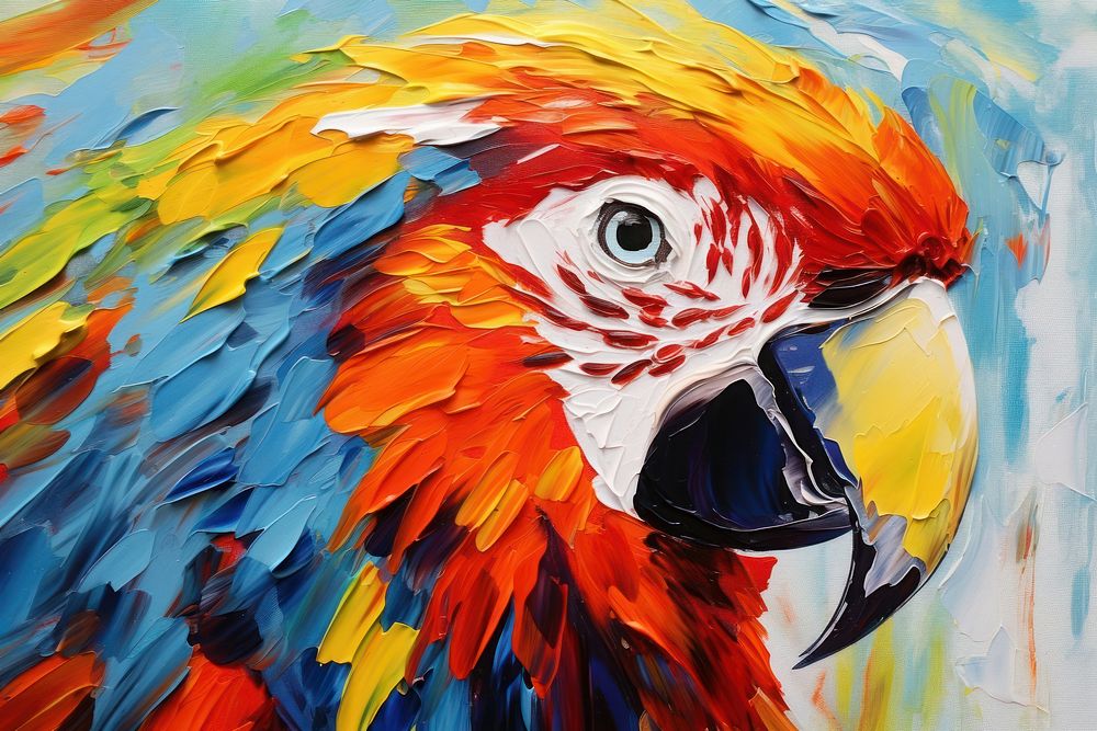 Parrot bird painting animal beak. AI generated Image by rawpixel.