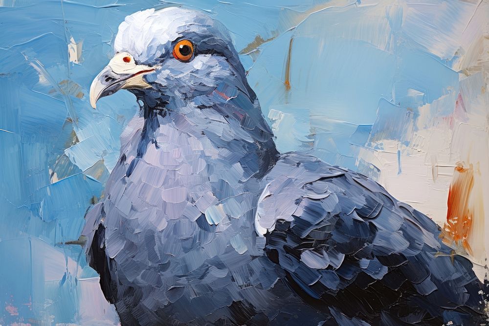 Pigeon bird painting animal beak. AI generated Image by rawpixel.