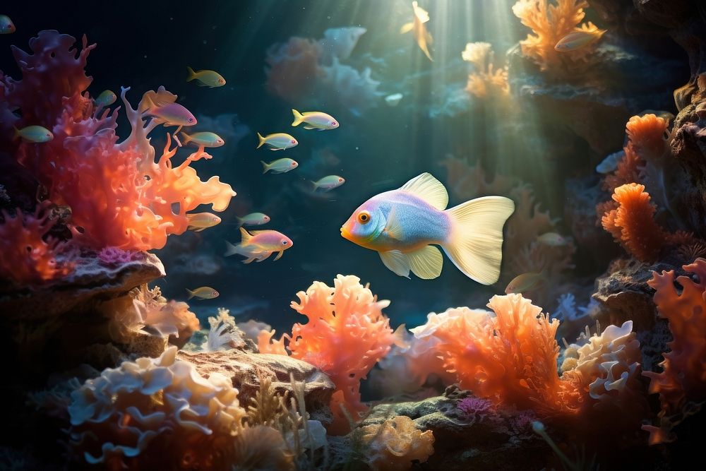 Underwater world fish aquarium outdoors.