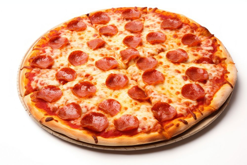 Pizza food white background pepperoni.