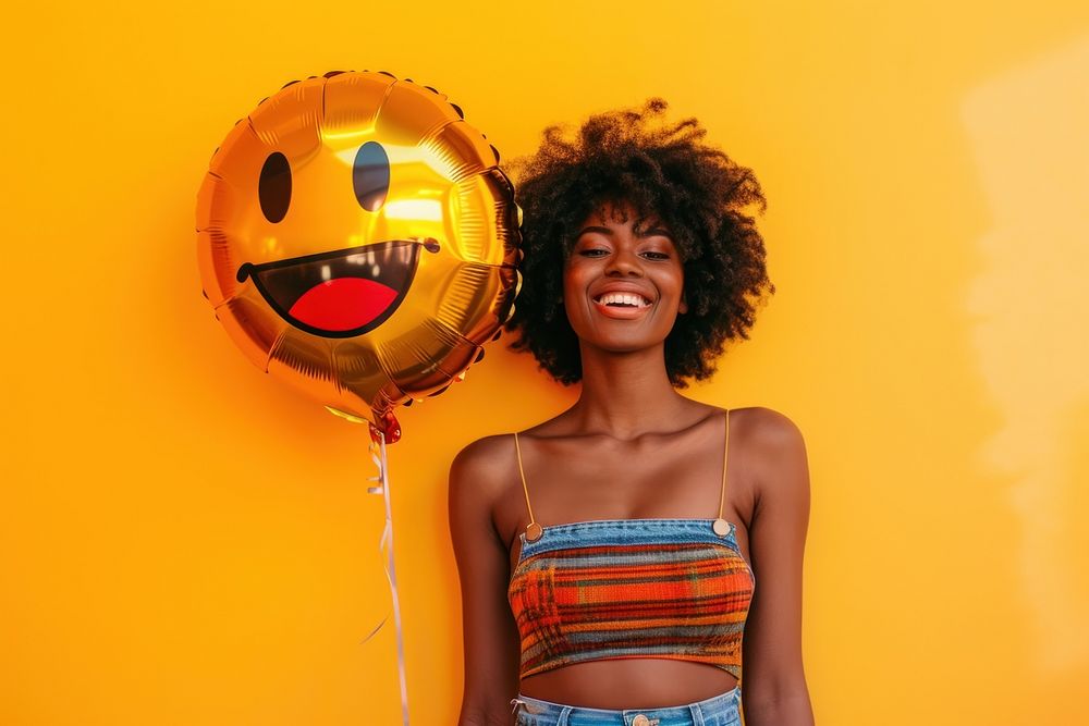 African woman balloon fashion smile.