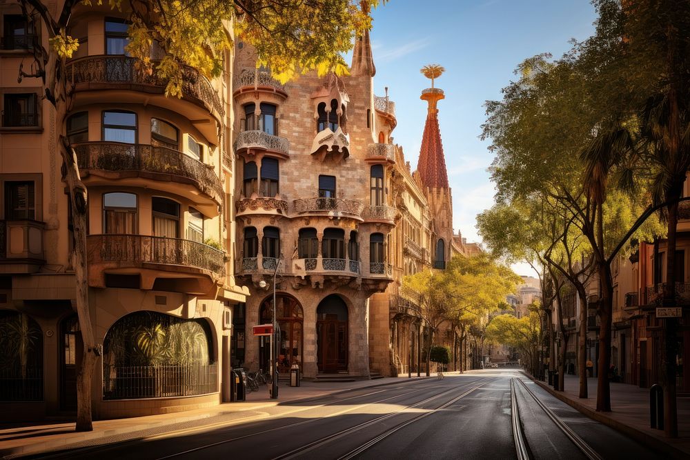 Spain street architecture landmark. AI generated Image by rawpixel.