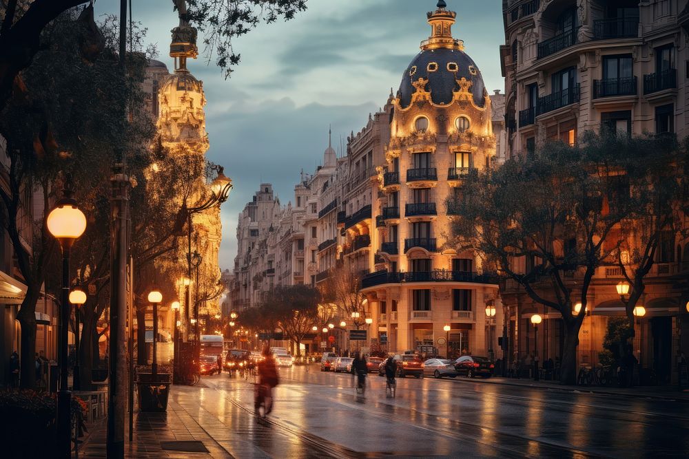 Spain architecture metropolis cityscape. AI generated Image by rawpixel.