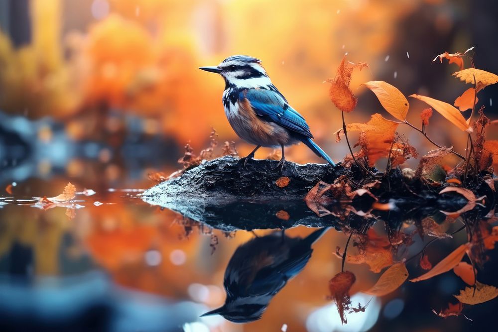 Bird nature autumn animal. AI generated Image by rawpixel.