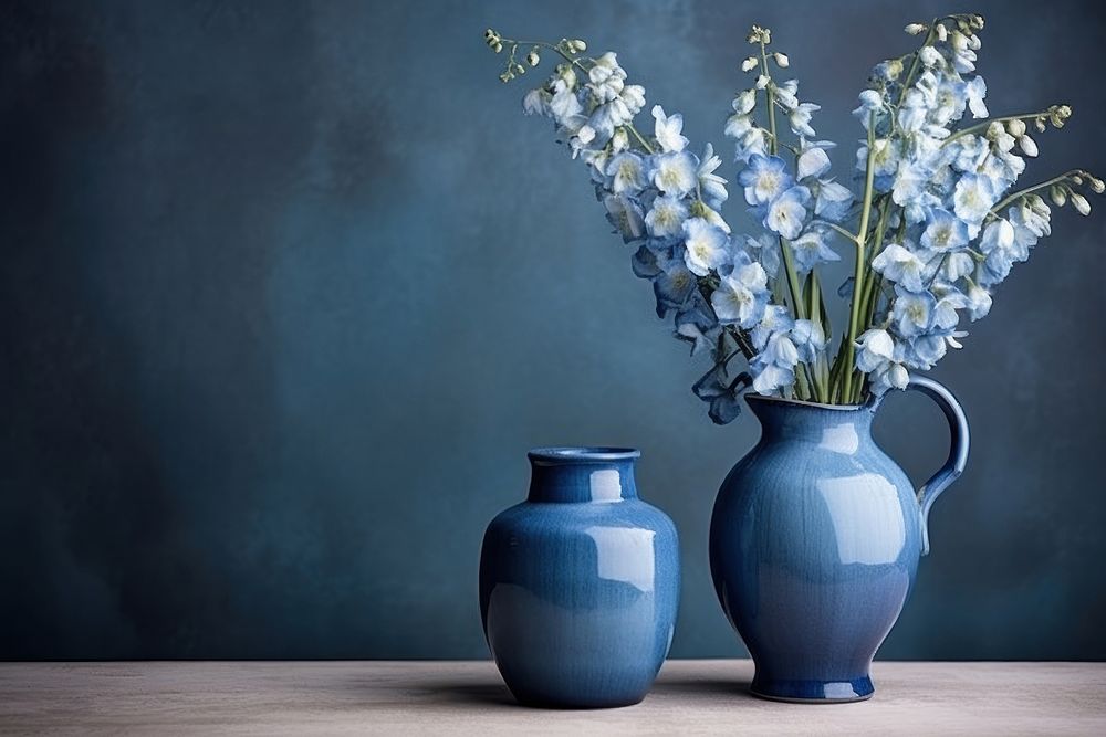 Blue flowers vase plant jug.
