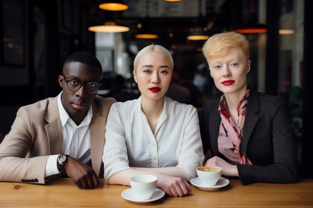 Albinism coffee adult man. AI generated Image by rawpixel.