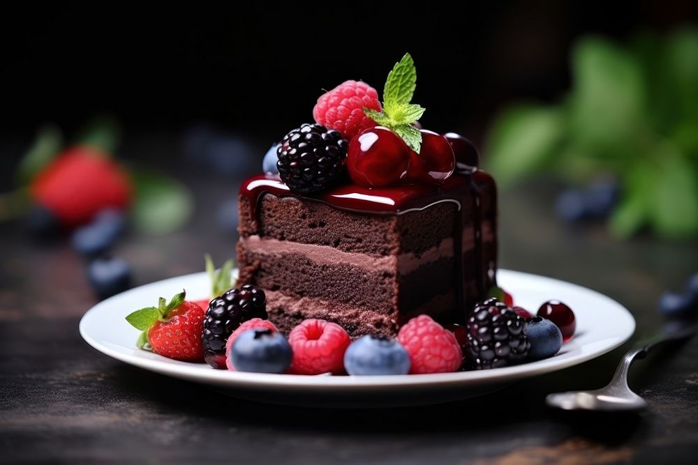 Chocolate cake dessert berries berry.